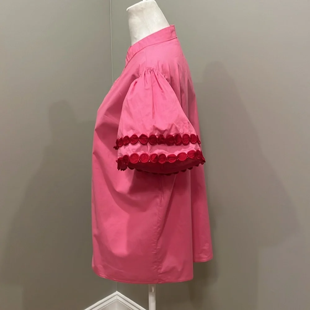 Flying Tomato Button Down Pink Red Blouse Top Size Large - Picture 2 of 6